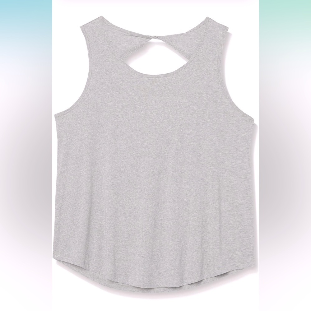 NWT CORE 10 Soft Cotton Open Back Sleeveless Grey Yoga Tank, Sz Large